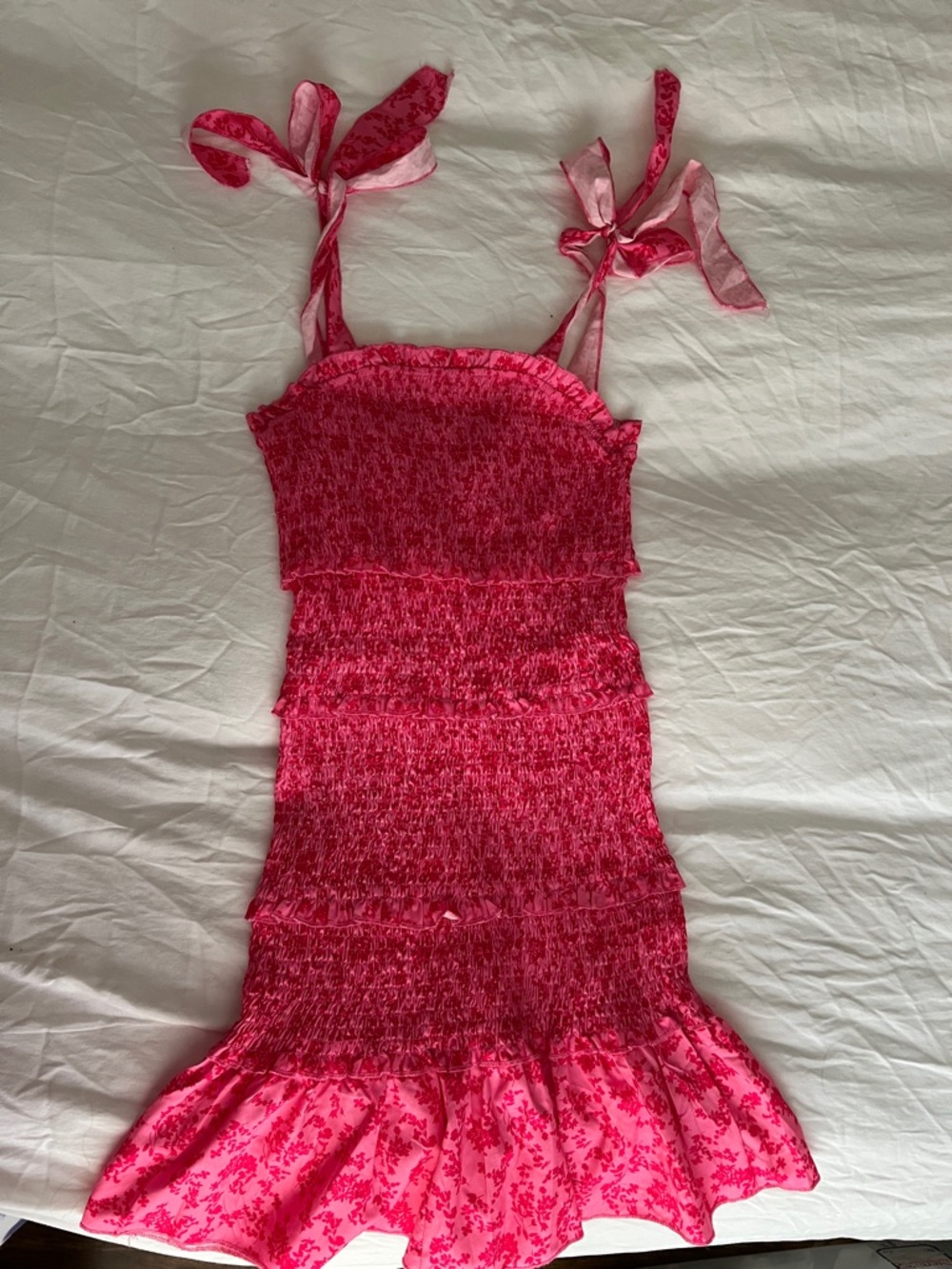 SHEIN Pink Floral Smocked Sundress